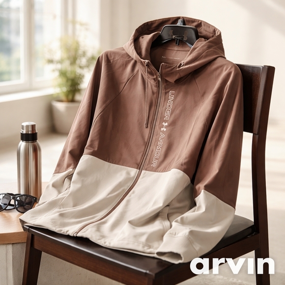 Under Armour Jackets & Blazers - NWT UA Jacket Rain Wind Running Women's Two-Tone Full Zip W Hood Large